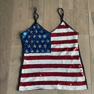 Sequin American Flag Camisole - Red, White & Blue